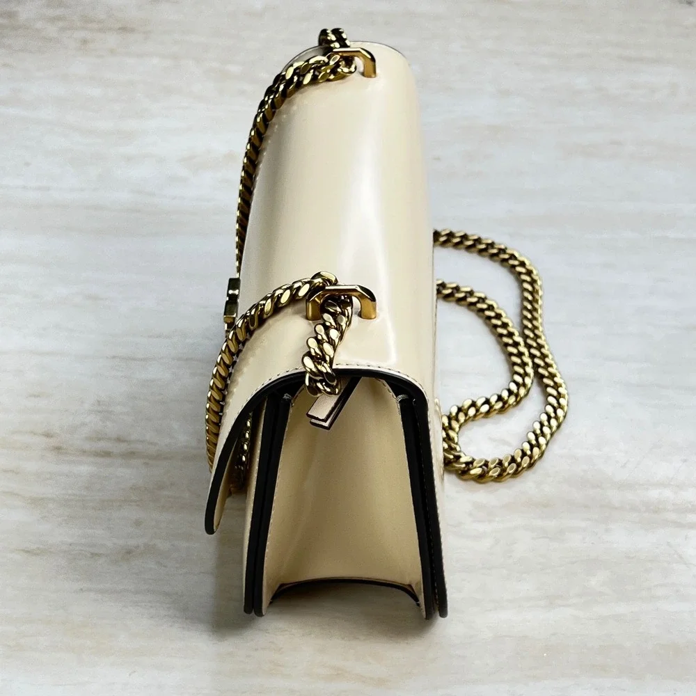 Tory Burch Eleanor Small Convertible Shoulder Bag Cream Ivory Gold Chain Logo - Picture 8 of 12